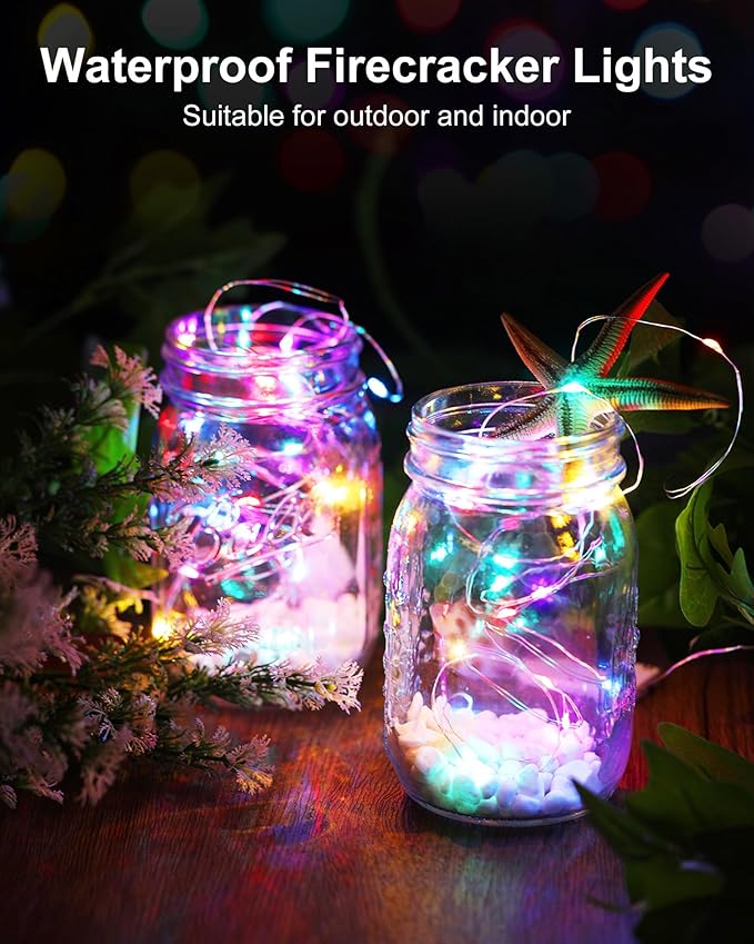 Minetom 4 Pack Fairy Lights Battery Operated, 5 Feet 60 Led Firecracker Starry - Image 2