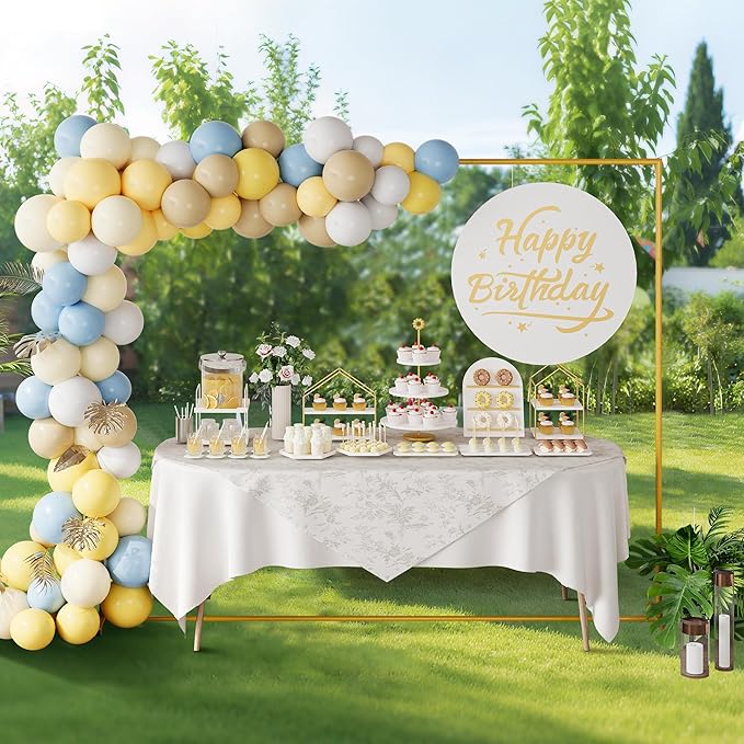 Walensee 7.9FTx6.6FT Gold Wedding Arch Backdrop Stand, Adjustable Square Metal - Image 6