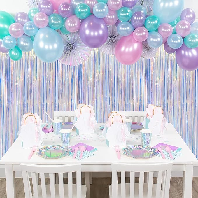 2 Pack Iridescent Foil Fringe Curtains, Holographic Tinsel Streamers Birthday - Image 7