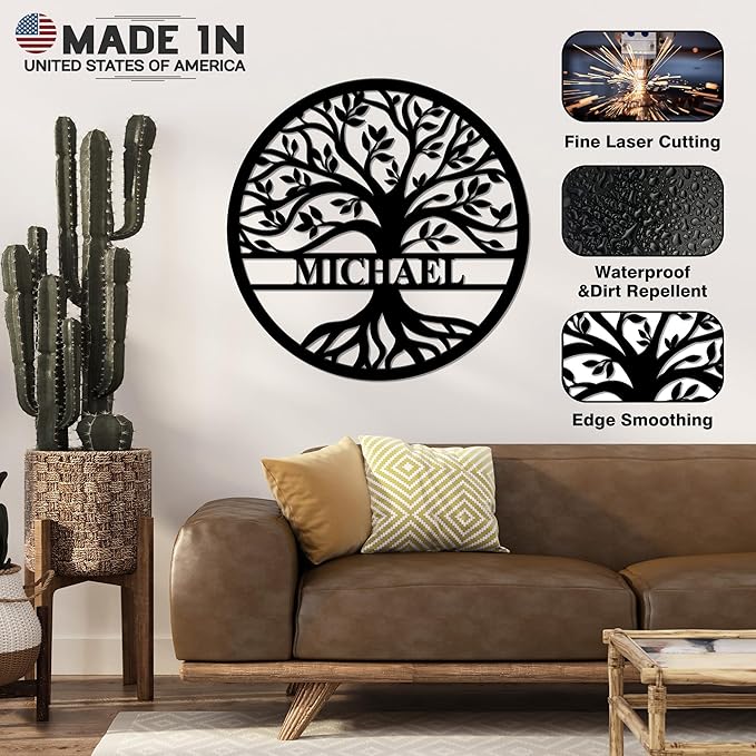 Personalized Wedding Gift for Couple, Custom Tree of Life Metal Wall Art Sign - Image 4