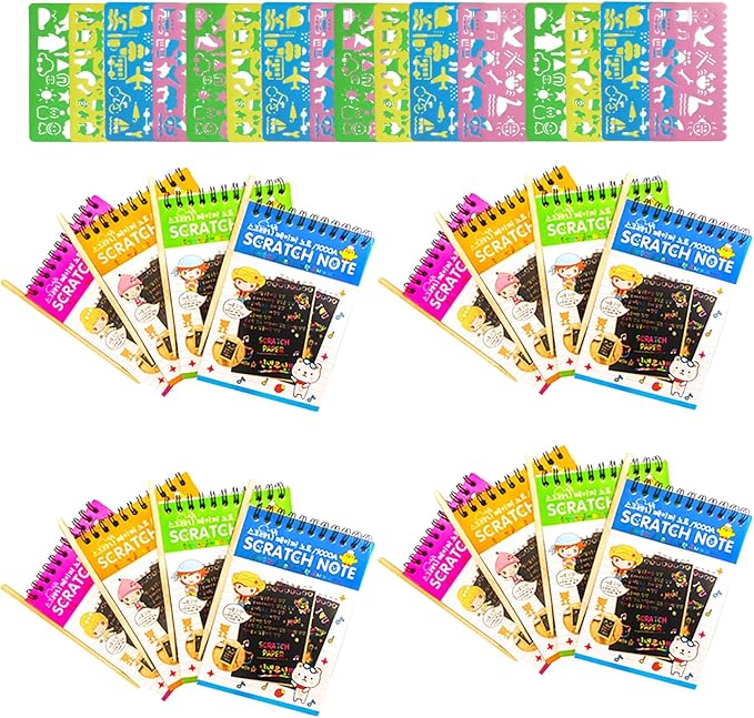 Soumore 16 Pack Scratch Notebooks, Rainbow Scratch Note Combo Art Set, Magic by Moloevio
