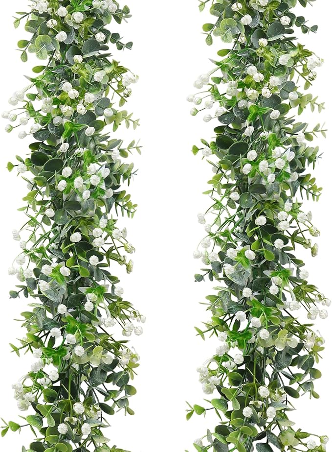 SOMYTING Artificial Eucalyptus Garland 2 Packs 6Ft Faux Eucalyptus Garlands by SOMYTING