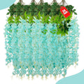 24 Pack Teal Wisteria Hanging Flowers, 3.4 Ft Fake Hanging Flowers, Artificial by ZEBMOON
