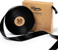 Black Ribbon 7/8 Inch 50 Yards Double-Faced Polyester Hair Satin Ribbons by Keypan