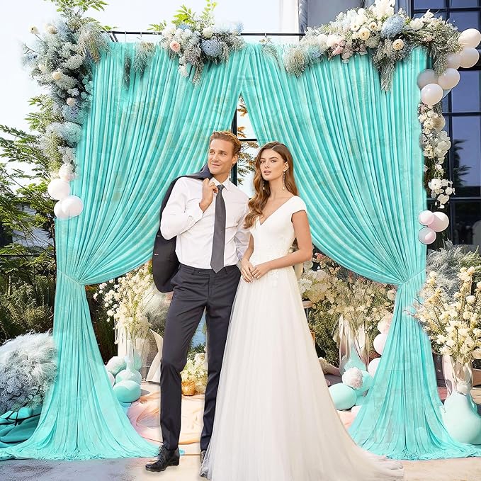 10 x 10 Feet Blue-Green Backdrop Curtain - Image 5