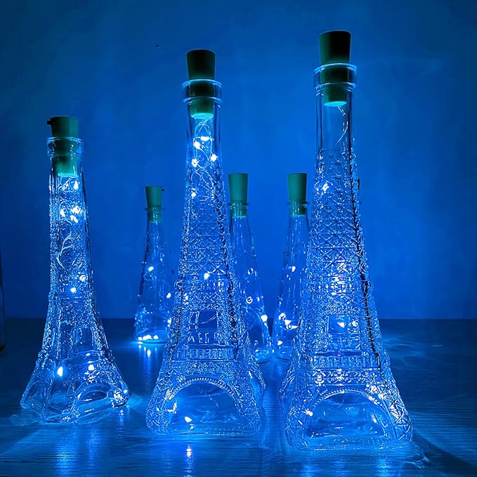 Wine Bottle Lights with Cork 15Pack 10 LED 40 Inches Battery Operated Silver - Image 7