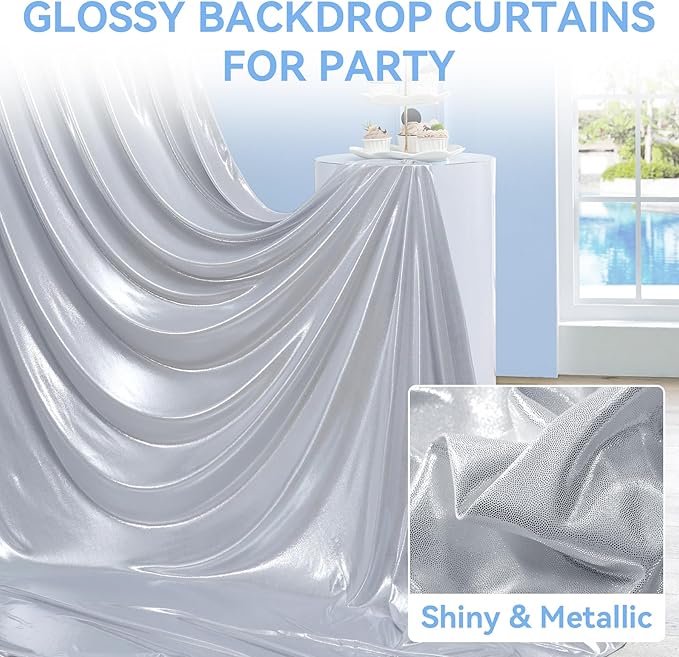 gogoparti 20X10 FT Silver Backdrop Curtain - Image 3
