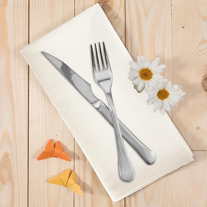 Urban Villa 12-Pack Ivory Dinner Napkins 100% Cotton Coth Napkins Everyday Use - Image 2