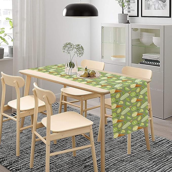 Summer Ice Cream Popsicles Table Runner, Watercolor Green Kiwi Seasonal Fruit - Image 3