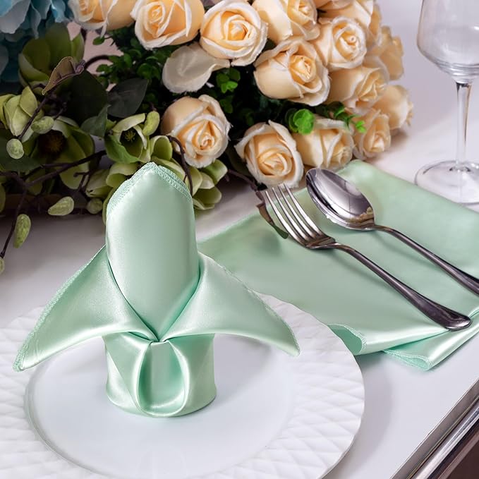 36 Pack Square Satin Dinner Napkins, 16x16 Inches Silky Soft Smooth Table Cloth - Image 6