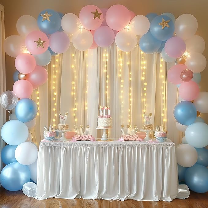 Fomcet Tulle Backdrop Curtains Ivory 30FT X 10FT Tulle Curtain - Image 8