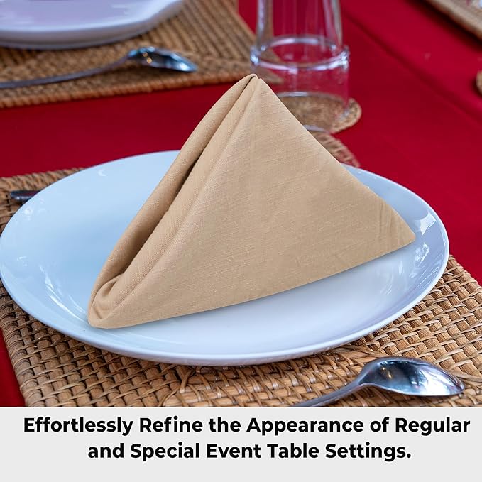 Urban Villa Dinner Napkins Solid Taupe Color Cloth Napkins Oversized 20x20 - Image 5