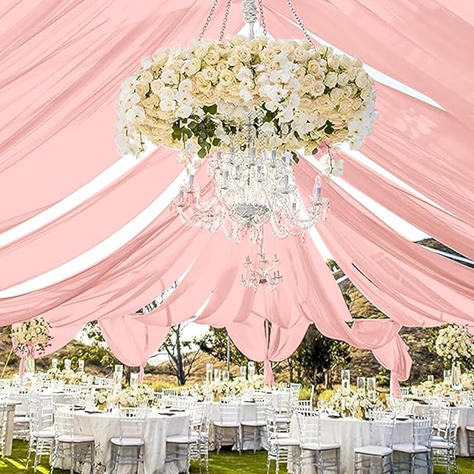 fani 6 Panels Dusty Rose Wedding Ceiling Drapes 5ftx30ft Ceiling Drapes Chiffon by fani