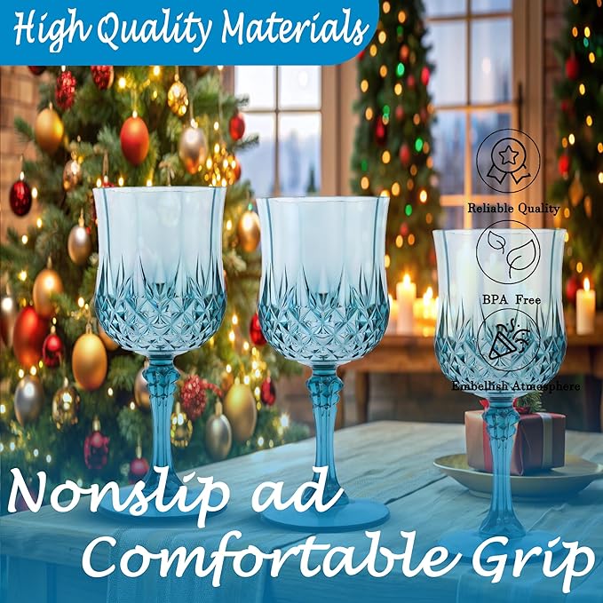 Plastic Wine Glasses，Plastic Goblets Vintage Style Cordial Drinking Glasses - Image 5