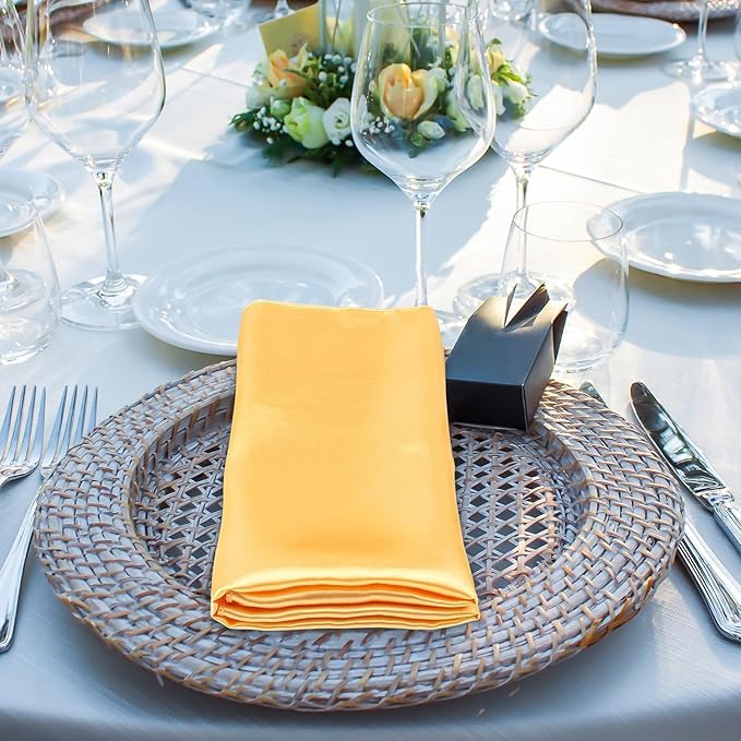 Aneco 12 Pieces Satin Napkins Soft Dinner Napkins Multicolor Square Weddings - Image 7