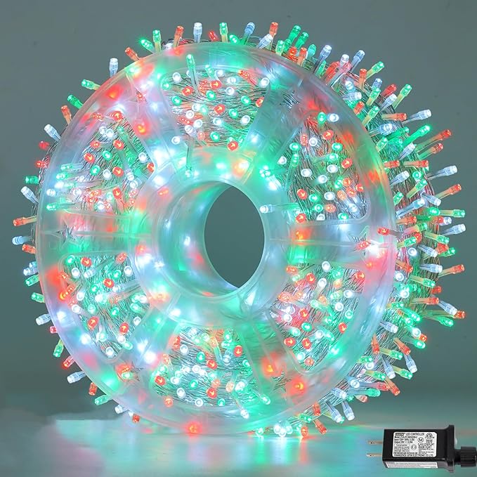 YEGUO 165ft 500 LED Christmas Lights Outdoor Waterproof, 8 Modes Clear Wire by YEGUO
