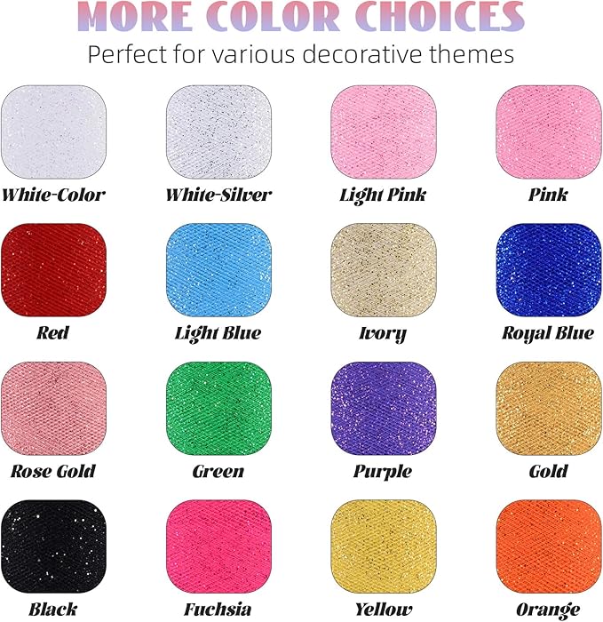 Glitter Tulle Rolls 6” by 50 Yards Sparkle Tulles Fabric Ribbon Sequin Tulle - Image 6