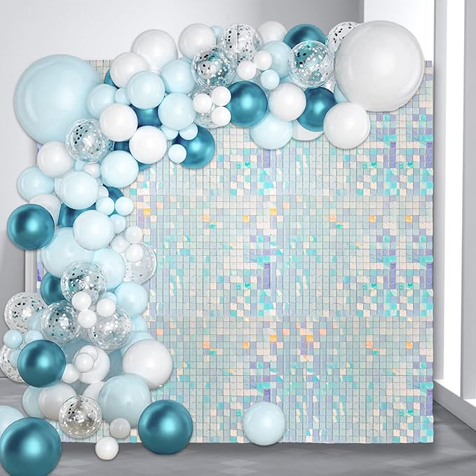 24PCS Colorful Blue Shimmer Wall Backdrop, Square Sequin Backdrops Panel - Image 6
