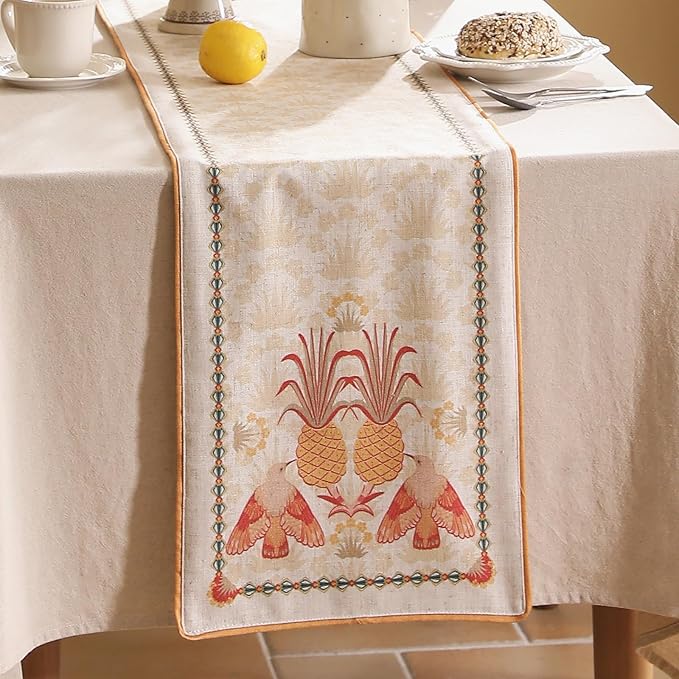 patdrea Designer Tropical Linen Table Runner 87 Inch Long, Decoration - Image 4