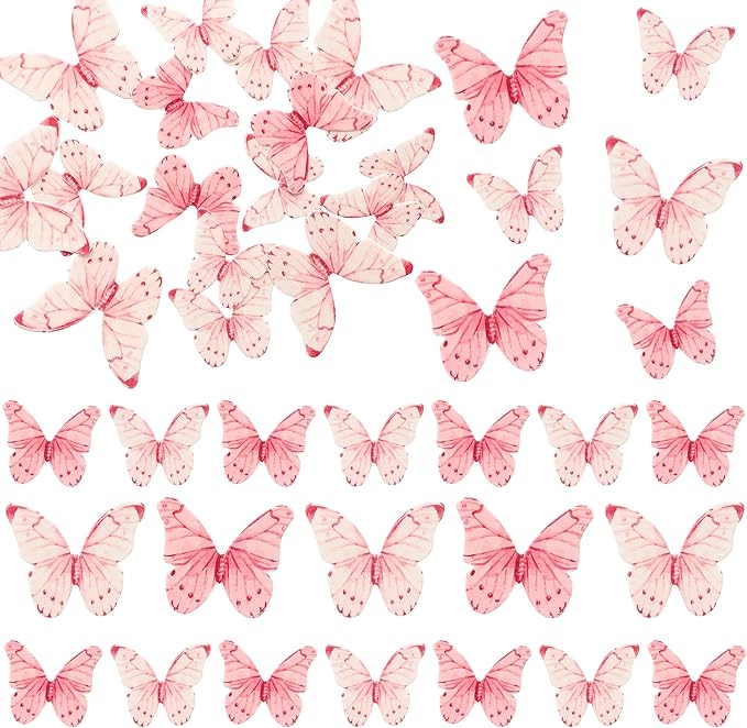 Ephlyn 40Pcs Edible Butterfly Cupcake Toppers 3D Butterfly Cake Picks Mixed - Image 3