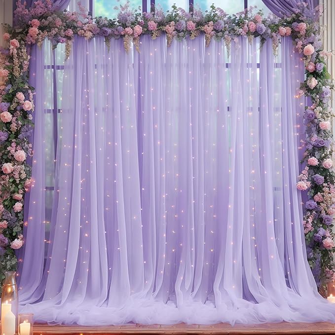 20x10 Purple Tulle Backdrop Curtains - Image 5