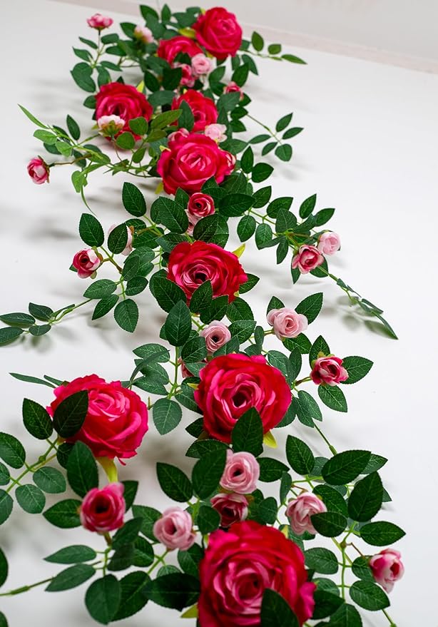 6FT Bendable Rose Flower Garland, Realistic Artificial Wild Rose Vine Flowers by zhixinyue