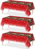3Pieces Merry Christmas Tablecloth Plastic Christmas Tree Ball Table Cover by JectivsPartyDecorations
