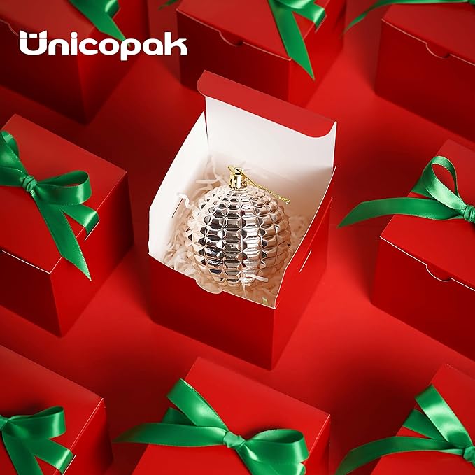 UnicoPak 50 Pack 4x4x4 Christmas Red Gift Boxes - Image 4