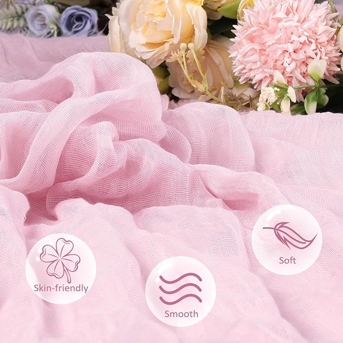 6 Pack Pink Table Runner 10ft Boho Gauze Fabric Cheesecloth Table Runner 35 x - Image 4