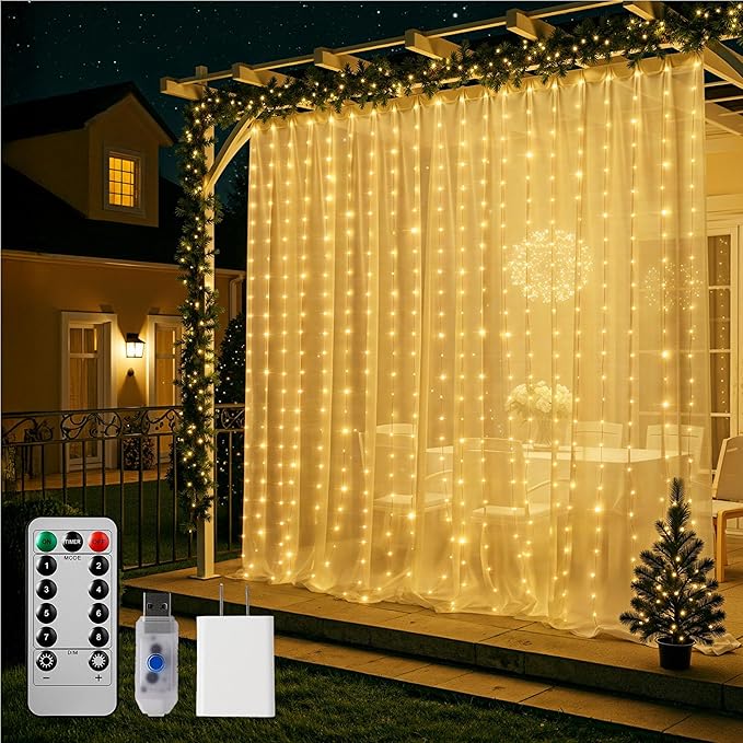 Brightown 600 LED Curtain String Lights, 20 FT Hanging Fairy Lights by Brightown