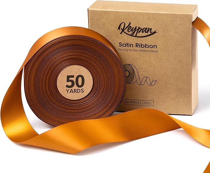 Copper Satin Ribbon 1-1/2 Inch x 50 Yards Double-Faced Polyester Ribbons by Keypan