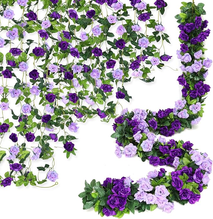 Floweroyal 6 Pack Artificial Flower Garlands 7.9FT Fake Rose Vines Silk Flowers by FloweroyalCrafts