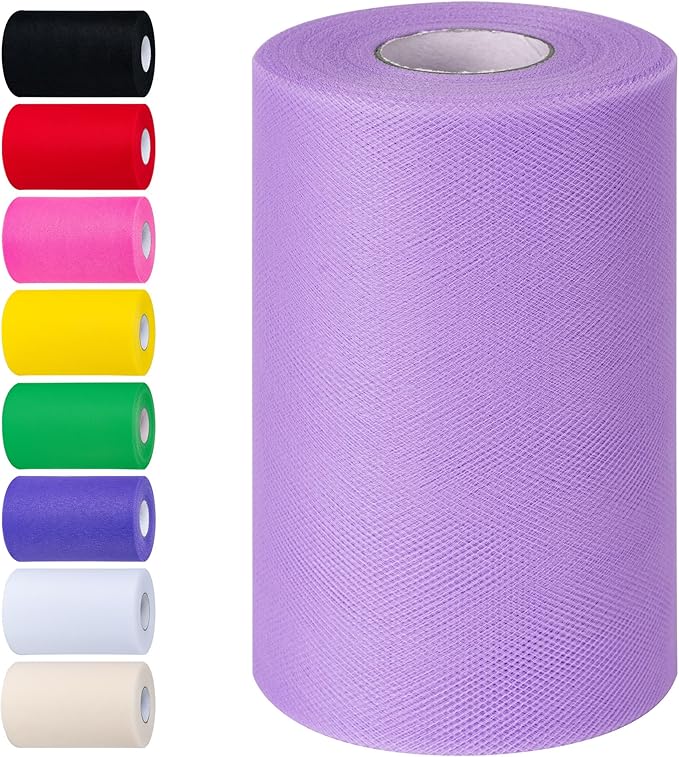 Lavender Tulle Fabric Rolls 6 Inch by 100 Yards Tulle Roll Spool Fabric by Unknown