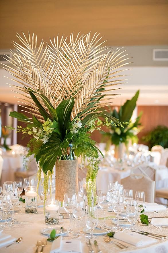 29” Large Gold Palm Leaves Palm Fronds Tropical Leaves Areca Palm Branches - Image 6