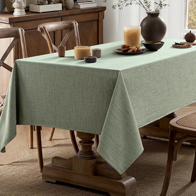 MIULEE Sage Green Linen Tablecloth 60x104 Inch Rectangle Table Cloth Waterproof - Image 6