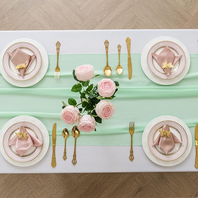 12Pack 9ft Chiffon Table Runner14x108 Inch Sheer Romantic Table Runner - Image 3