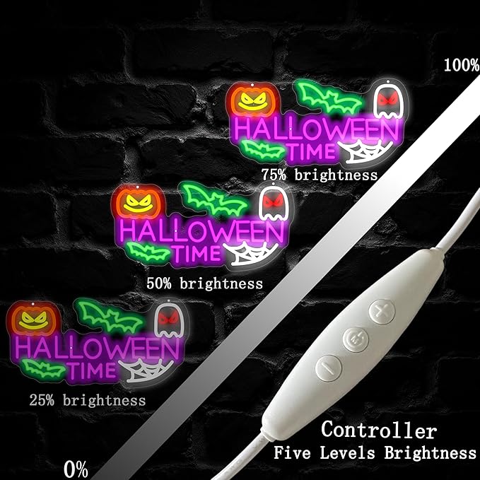 Halloween Time Neon Sign Ghost Decor Sign Spooky Neon Sign, Halloween Hanging - Image 4
