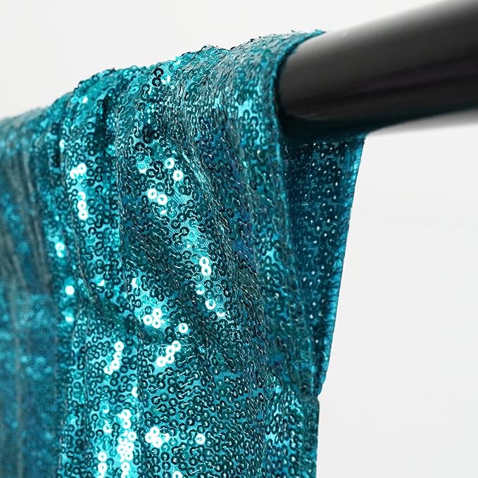 Poise3EHome 8Ft x 8Ft Teal Sequin Backdrop Curtain, Glitter Thick Satin Sequin - Image 7