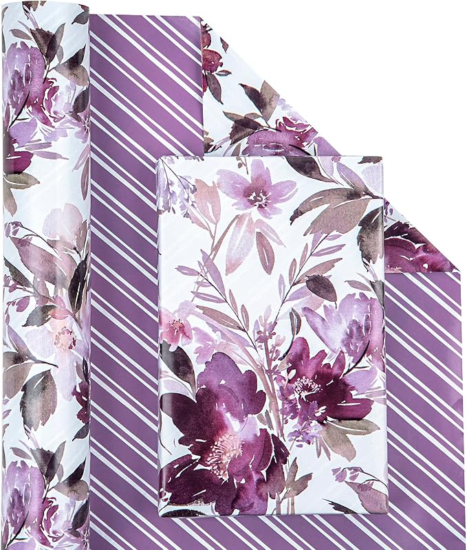 WRAPAHOLIC 30 Inch Jumbo Reversible Floral Wrapping Paper - Image 3