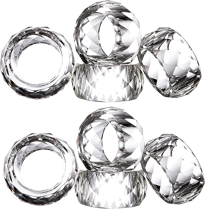 kitCom Crystal Napkin Ring Holders Set of 8, K9 Luxury Crystal Napkin Holder - Image 4