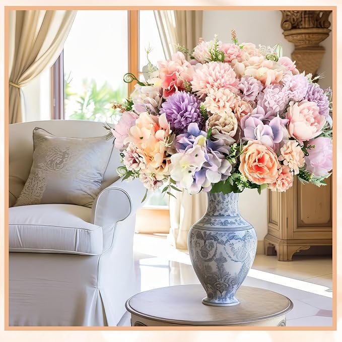 Tigeen Artificial Flowers Artificial Peonies Silk Flowers Faux Peony Fake Peony - Image 7