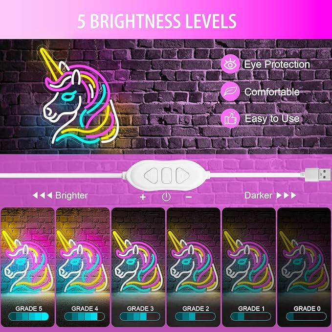 Unicorn Neon Sign for Wall Decor, Dimmable Colorful Unicorn Neon Lights for - Image 2