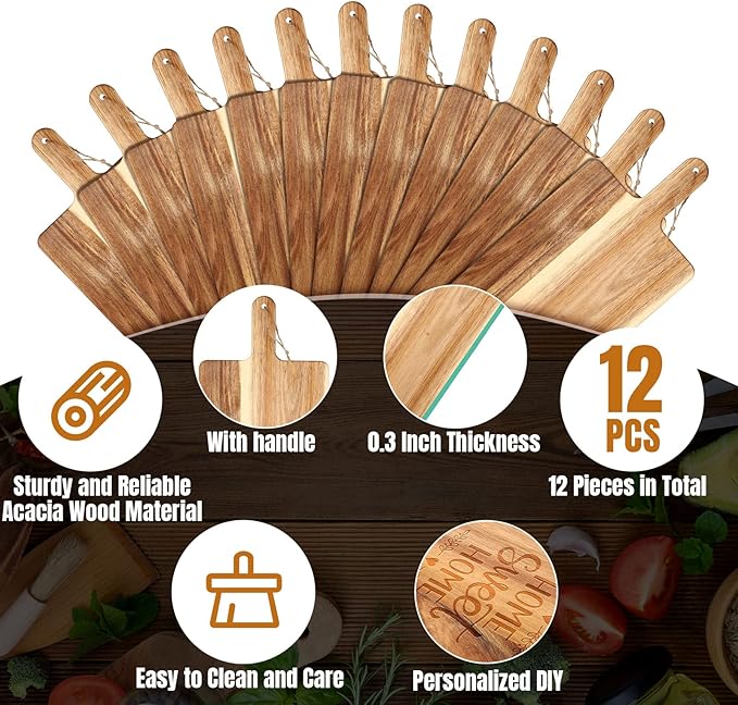 Patelai 12 Packs Wooden Cutting Board Set - Image 3