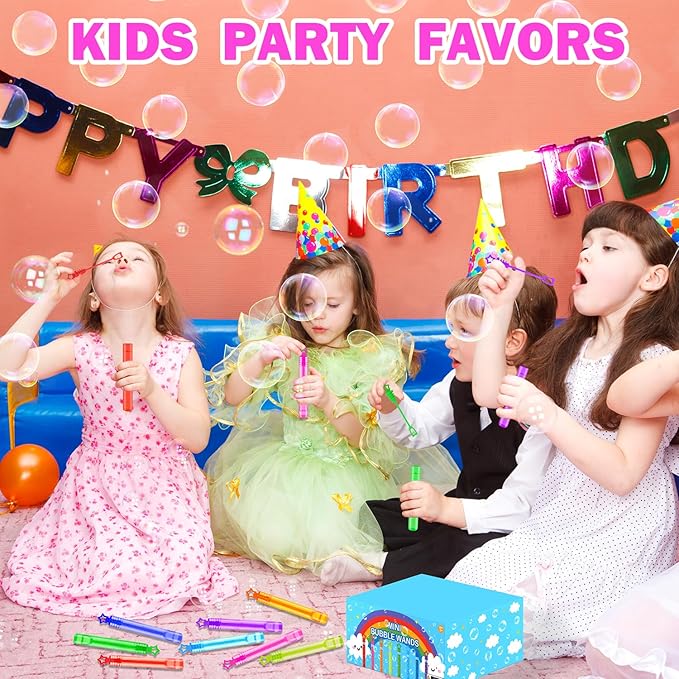 300 Pack Mini Bubble Wands for Kids, Bulk Rainbow Party Favors & Goodie Bag - Image 6