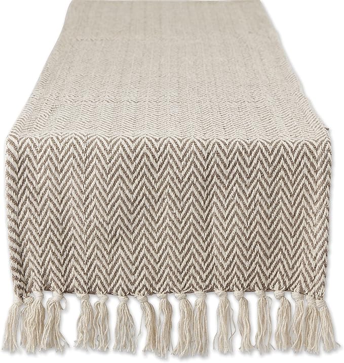 DII Woven Basic Tabletop Collection, Chevron Table Runner, Darn Brown by DII
