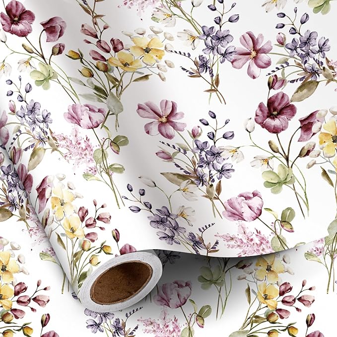 RUSPEPA Floral Wrapping Paper Roll Women Girls, Mini Roll, Watercolor Wild by RUSPEPA