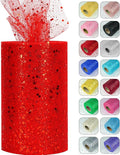 Glitter Tulle Rolls, 6” by 50 Yards Sparkling Tulle Spool Ribbon Sequin Tulle by Miegecha