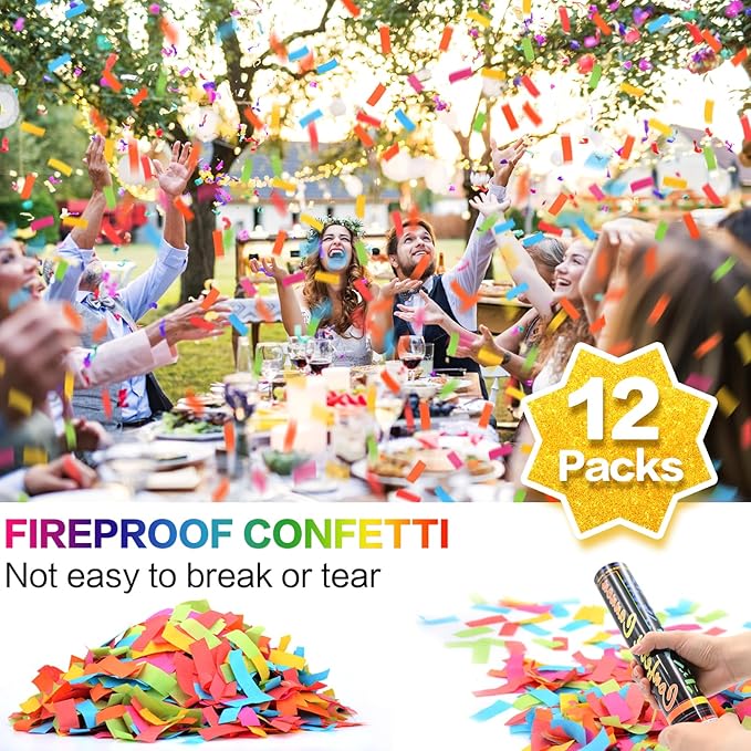Confetti Cannon Multicolor 12 Pack Biodegradable Confetti Popper Party Confetti - Image 5