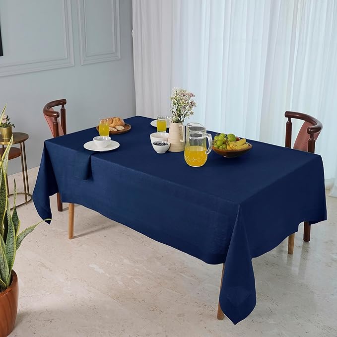 D'Moksha Homes Navy Blue Linen Tablecloth 54 x 72 Inch - Image 5
