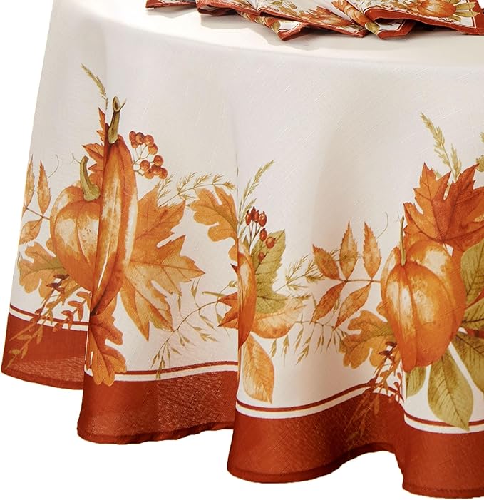 Elrene Home Fashions Autumn Pumpkin Grove Wrinkle Resistant Tablecloth by ElreneHomeFashions